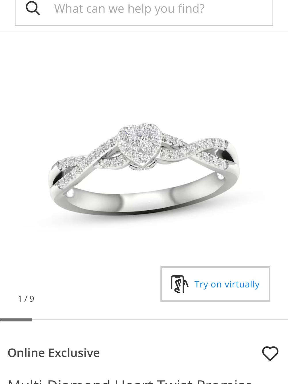 Multi Diamond Heart Twist Ring in White Gold